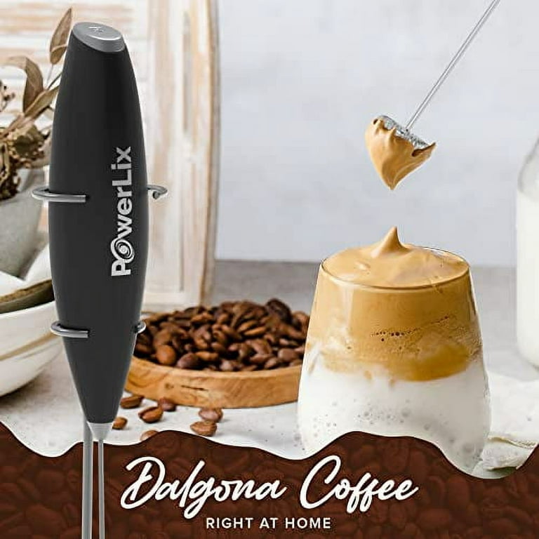 Electric Milk Frother with Stand Handheld Battery Powered Coffee