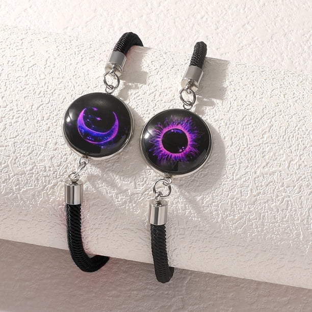 Pulsera luminosa de acero inoxidable con forma de sol y luna para amantes de la hora, ideal para el día de San Valentín, para hombres y mujeres