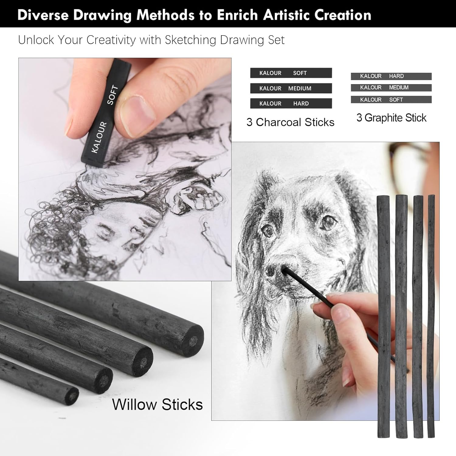39pcs Drawing Pencil Set, Professional Sketching Kit with Graphite, Charcoal & Sketch Pencils for Drawing, Complete Drawing Kit for Artists & Beginners