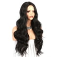 thumbnail image 3 of Conjunto de peluca larga ondulada, parte media negra, peluca larga y rizada, peluca de pelo largo y rizado, rendimiento confiable, 3 of 8