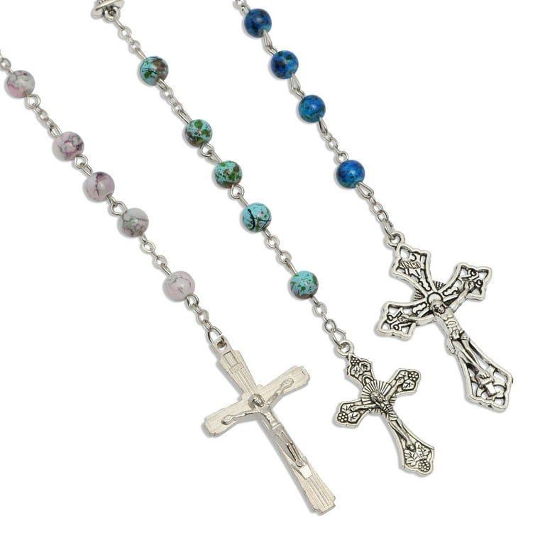  Meooeck 100 Pack Cross Necklaces Bulk Rosary Beads for
