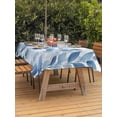 thumbnail image 3 of Outdoor Table Cloth with Umbrella Hole and Zipper, Blue Leaf Waterproof Rectangle Tablecloth 60"x84", Watercolor Country Plant Monochrome Branch Washable Table Cover for Outside Party Patio Picnic, 3 of 8