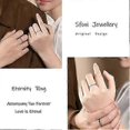 thumbnail image 4 of Anillo de plata de ley 925 para mujer y hombre, anillos sencillos para pareja, anillo de eternidad ajustable, anillo de aniversario, anillo de boda, regalos de joyería, 2 piezas, con joya, 4 of 5