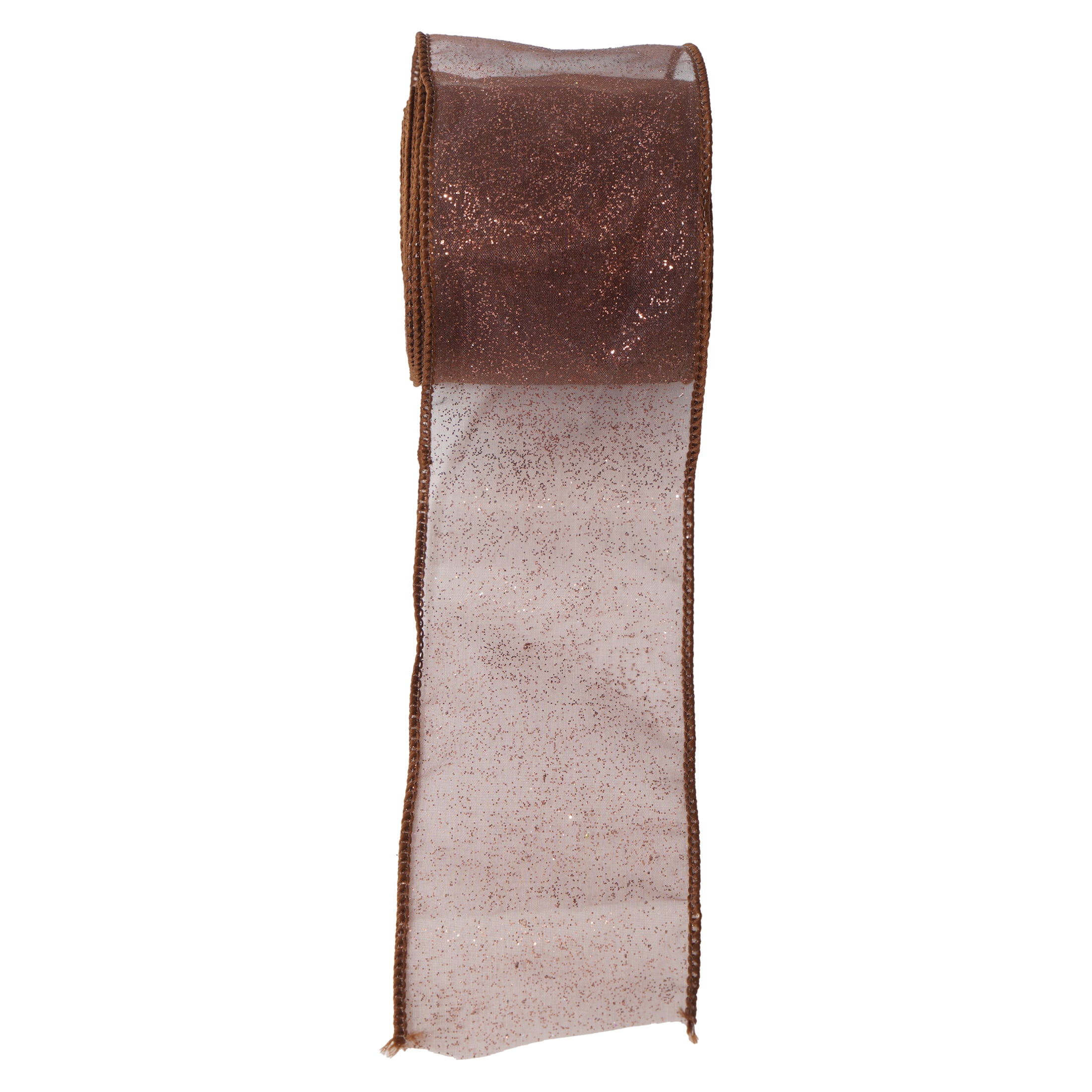 Brown Glitter Sheer Christmas Ribbon, 2.5" x 25', by Holiday Time