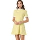 thumbnail image 1 of Vestido de manga corta vintage Allegra K con panel de contraste y cuello con volantes Amarillo S, 1 of 6