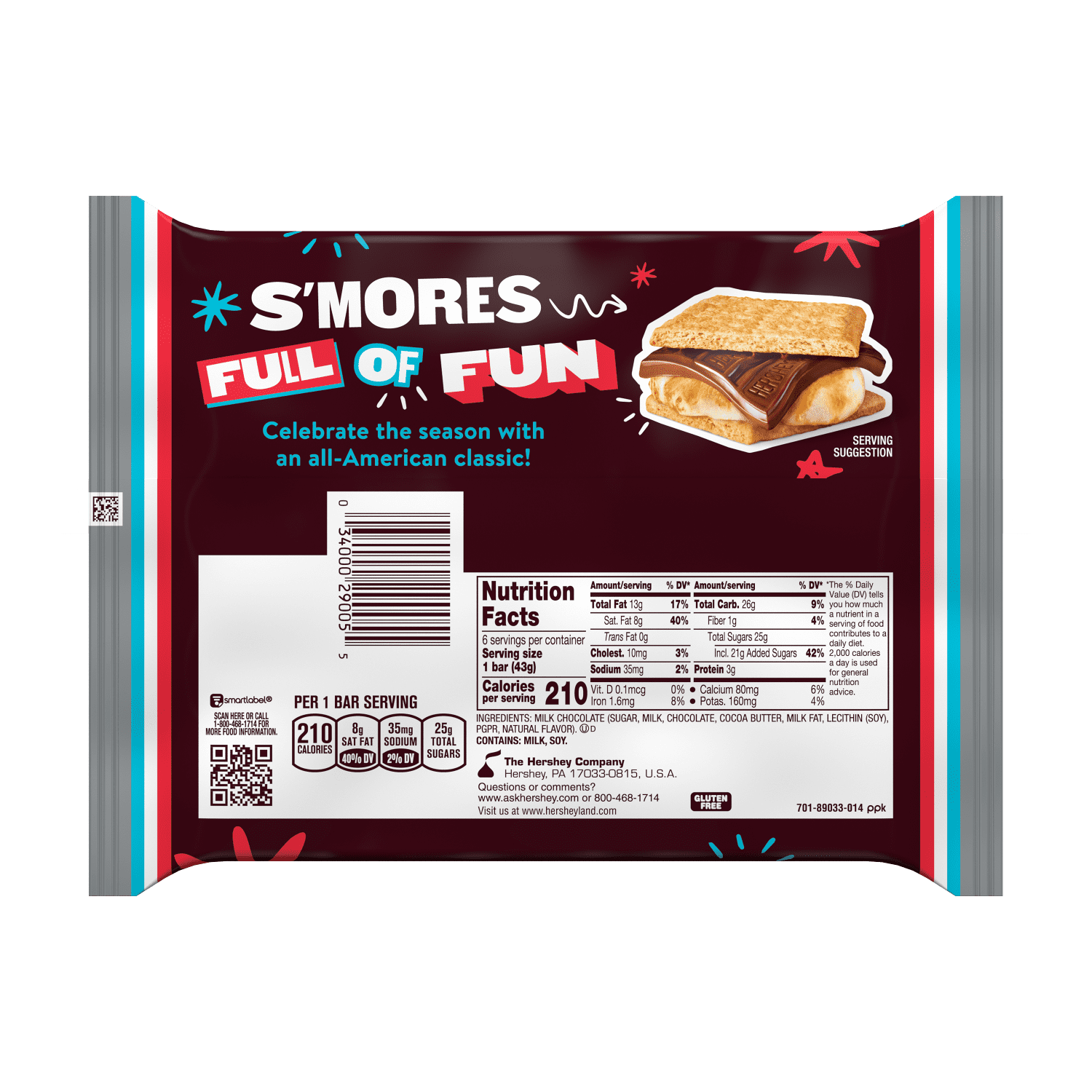 Hershey's Milk Chocolate Candy Bars, 1.55 oz (6 Count)
