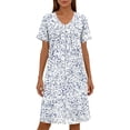 thumbnail image 5 of Women Zip Up Robe Short Bathrobe Lightweight House Coats Trendy Print House Dress Pockets Nightgown, 5 of 6
