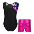thumbnail image 2 of Alvivi Gymnastics Leotards for Girls Kids Sleeveless Printed Biketard with Shorts Athletic Trackusit Rose 6, 2 of 6