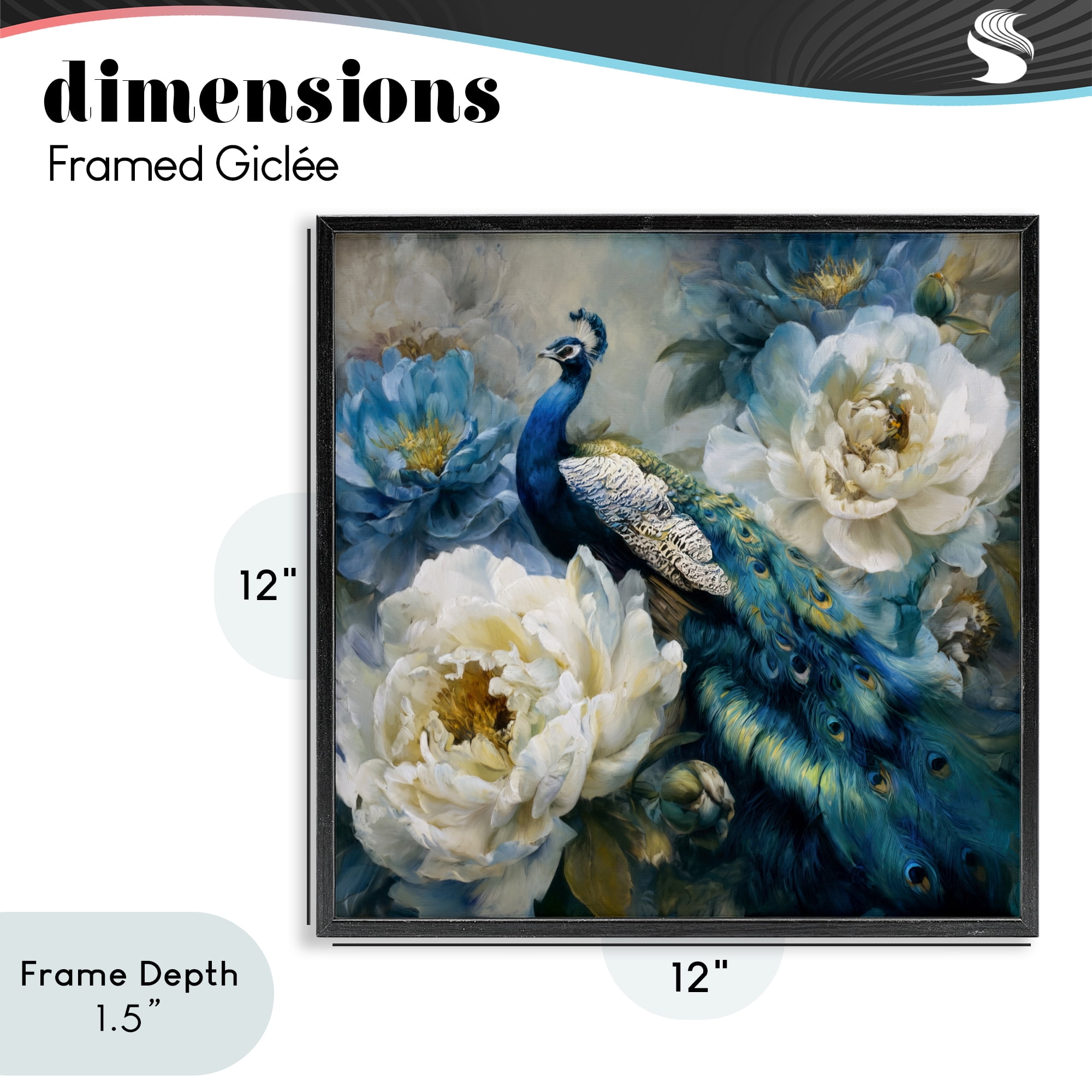 Stupell Industries Pretty Peacock with Roses Black Framed Giclee Art, design by Tina LeCour