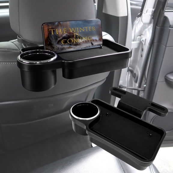 AUTOXBERT Foldable Car Back Seat Tray Headrest-Mounted Food Table Fit Most Removable Headrests Vehicles Road Trip Travel Accessory
