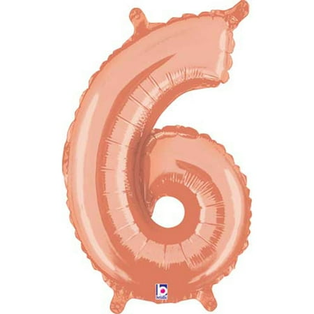 Rose Gold Mini Shape Air Filled Number 6 Foil Balloon 14 ...