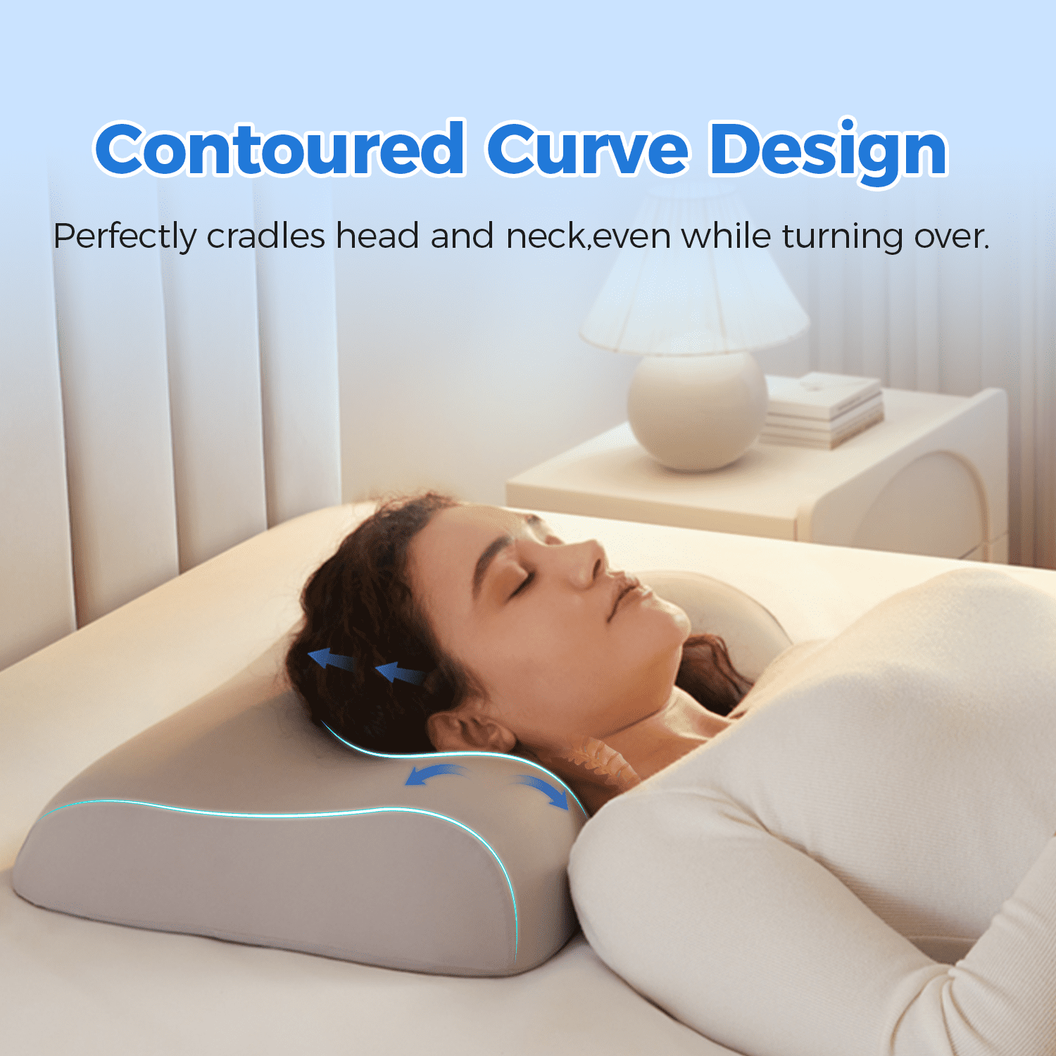 Jamdok Memory Foam Pillow, Dual Height Design with Removable Cover, Soft and Cool Fabric, Neck Support Pillow for Side Back Stomach Sleepers(Gray)