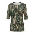 thumbnail image 4 of IROINNID Polyester Long Sleeve T Shirt for Women Comfy Printed T-shirt Blouse Round Neck Tops,Olive Green, 4 of 5
