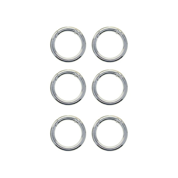 6 anillos de resorte con cierre a presión de 1,26" para bolso. Mosquetón para accesorios de bricolaje. Plata