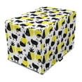 thumbnail image 1 of Kitten Dog Crate Cover, Doodled Composition of Whimsical Cat Silhouettes and Pineapples Paw Motifs, Easy to Use Pet Kennel Cover for Dogs, 35" x 23" x 27", Charcoal Grey Yellow, by Ambesonne, 1 of 6
