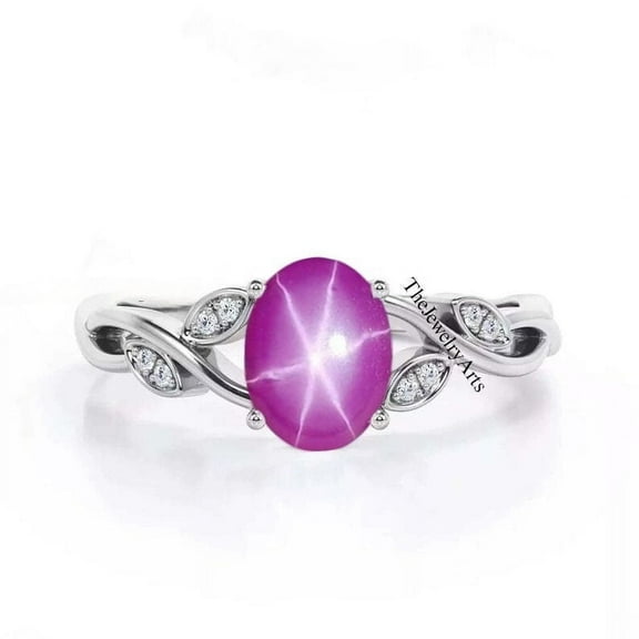 Genuine Star Ruby Ring, 925 Sterling Silver, Star Ruby Ring, Lindy Star Ring, Star Gemstone Ring, Birthstone Gift