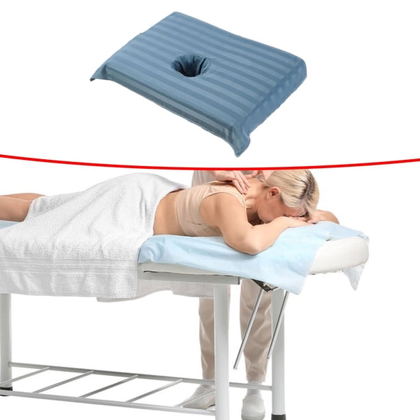 Toalla de algodón con orificio para la cara y orificio para respirar en la mesa de s para mesa de spa Azul