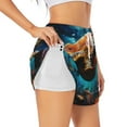thumbnail image 3 of Lsque Colorful Flower Sea Turtle Printed Women's Running Shorts with Liner Pockets,Elastic Quick Dry Workout Athletic Gym Yoga Shorts,Womens High Waist Shorts-Large, 3 of 9