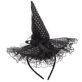 thumbnail image 1 of Diadema con sombrero de bruja para Halloween, banda para el cabello, sombrero para disfraz de bruja, accesorios para el cabello para Halloween, suministros para fiestas de disfraces en negro, 1 of 7