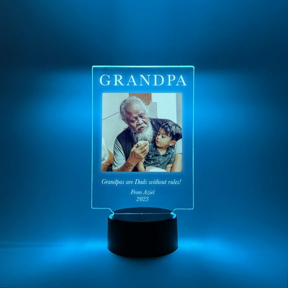 Custom Photo Your Picture LED Stand Light Up Lamp Grandpa Love You Grandfather Engraved Free Personalized Message Perfect Father's Day Gift