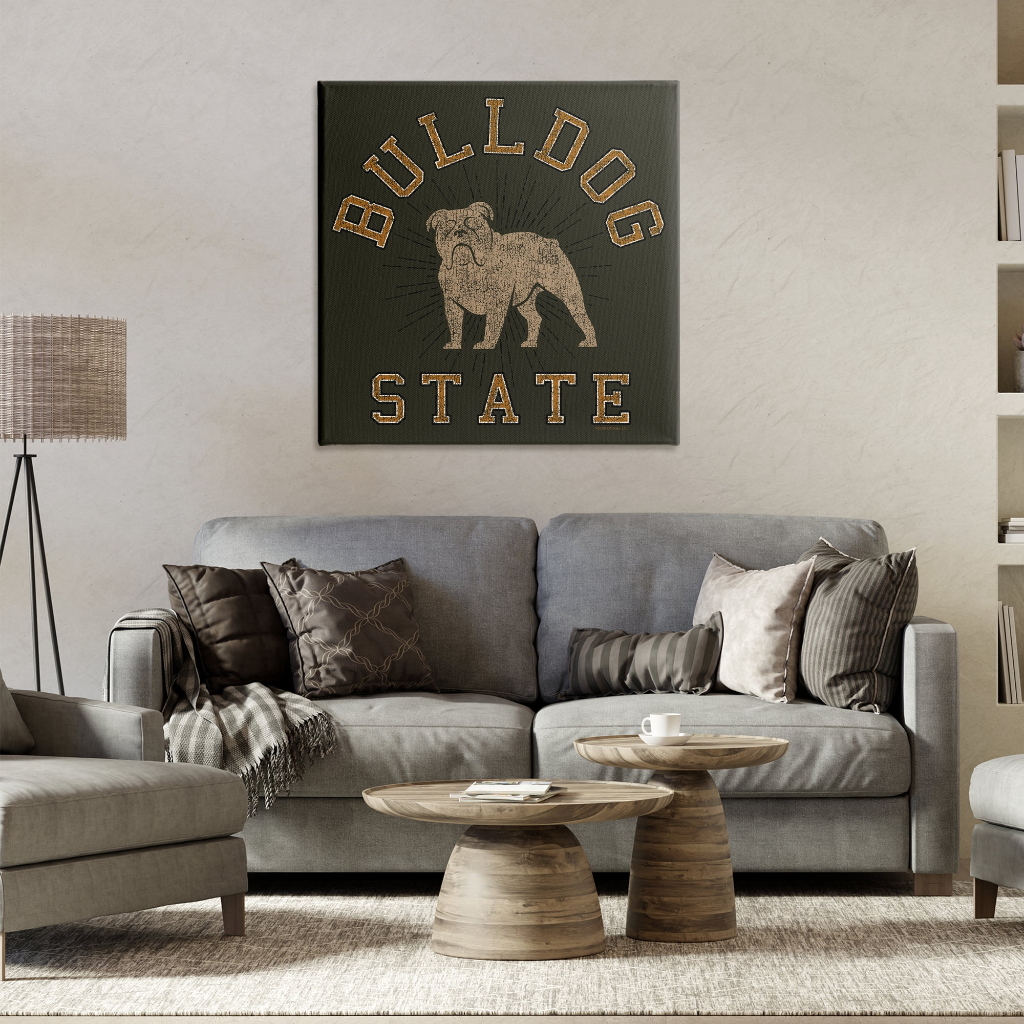 Stupell Industries Vintage Bulldog State Novelty & Humor Painting Wrapped Canvas Art Print Wall Art, 30 x 30