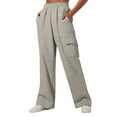 thumbnail image 2 of UACY Girls Cargo Sweatpants Casual High Waisted Wide Leg Sweat Pants Loose Comfy Athletic Baggy Joggers with Pockets (Light Ashy, 8-9 Years), 2 of 7