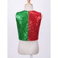 thumbnail image 4 of MSemis Boys Christmas Elf Sequin Vest Color Block Santa Xmas Waistcoat Dance Tops Red&Green 6, 4 of 7
