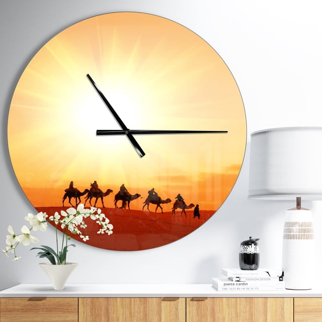 DesignArt Caravan in Sahara Dessert Large Wall Clock