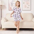 thumbnail image 6 of FORMRS Kids Short Sleeve Top and Pants Pajama Set Unisex Satin 2-Piece Sleepwear, Sizes 7-8Y, Purple Halloween Gooses, 6 of 8