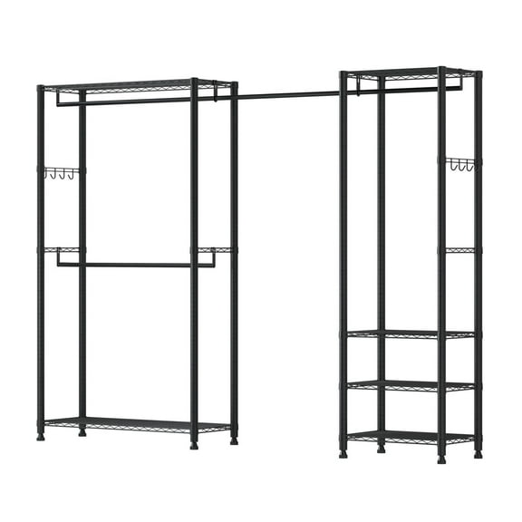 800-Pound Heavy Duty Garment Rack, Industrial Strength Steel Frame with Storage Shelves, Space-Saving Hallway Organizer
