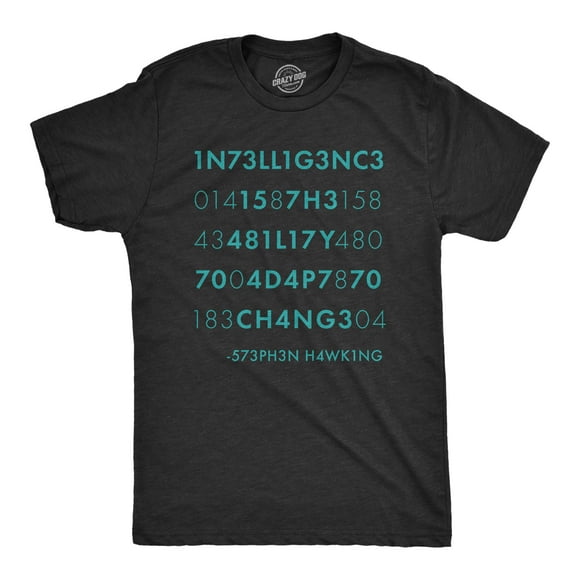 T-shirt pour Hommes « l'Intelligence, C'est la Capacité à s'Adapter au Changement » Drôle Citation de Stephen Hawking T-Shirt Fantaisie (Noir Chiné) - m