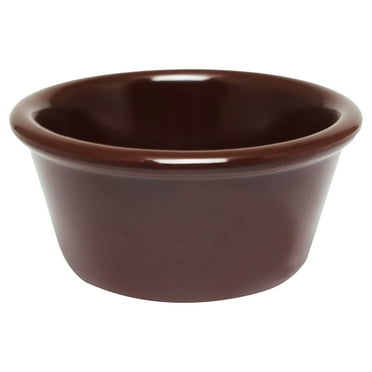 Excellante Melamine ramekin collection 4 oz, 3 3/8" smooth ramekin, chocolate, comes in dozen