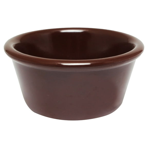 Excellante Melamine ramekin collection 4 oz, 3 3/8" smooth ramekin, chocolate, comes in dozen