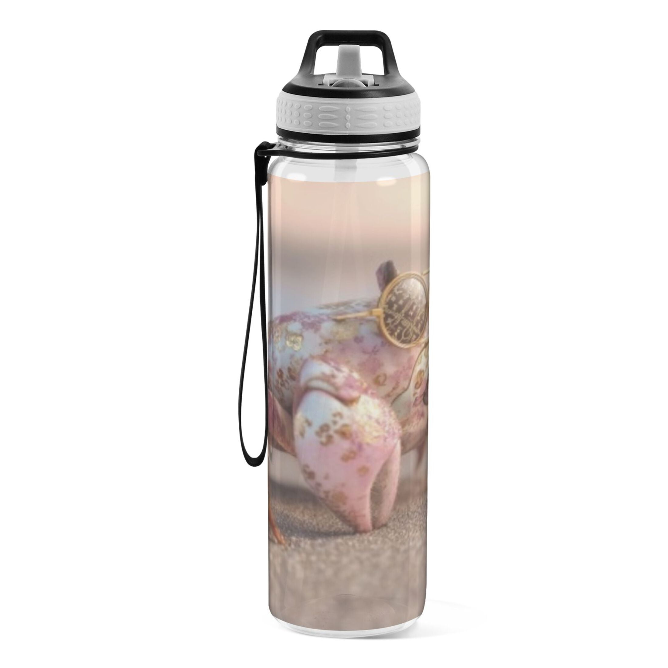 BZSMCE Sport Bottle Glass Pink Crab Outdoor sports Water Bottle Size: 10.4x3in