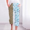 thumbnail image 2 of Sijiajgjfu Pantalons Capri en Coton et Lin pour Femmes Imprimé Capri Bleu L, 2 of 5