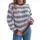 thumbnail image 1 of Suéter de Rayas con Bloques de Color para Mujer, Otoño-Invierno 2025, Cuello Redondo, Informal, de Punto Holgado. Color Café L, 1 of 9