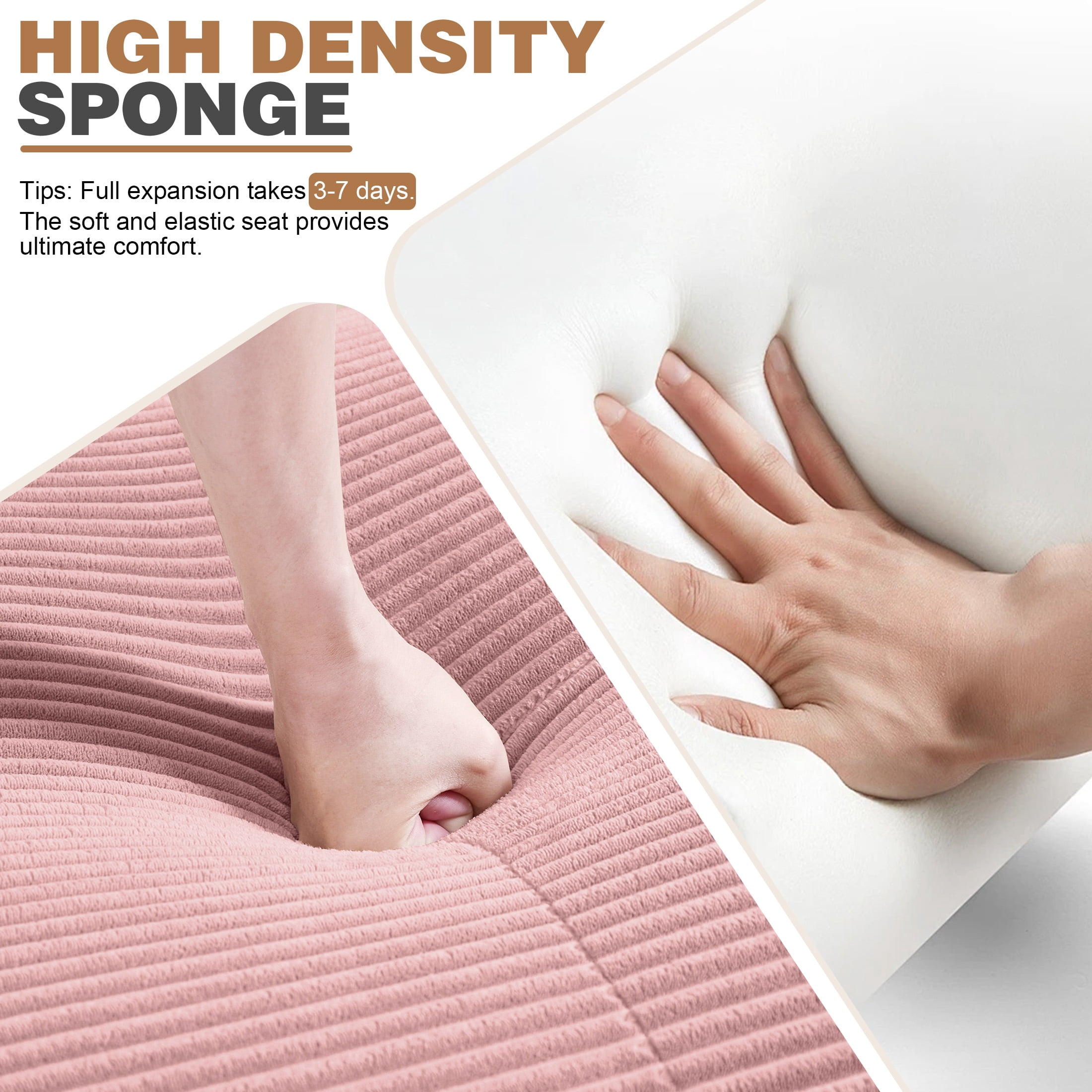 Aukfa 82" Modular Sectional Sofa-28" Deep Seats, Corduroy Fabric, Cloud-Comfort Loveseat, Pink