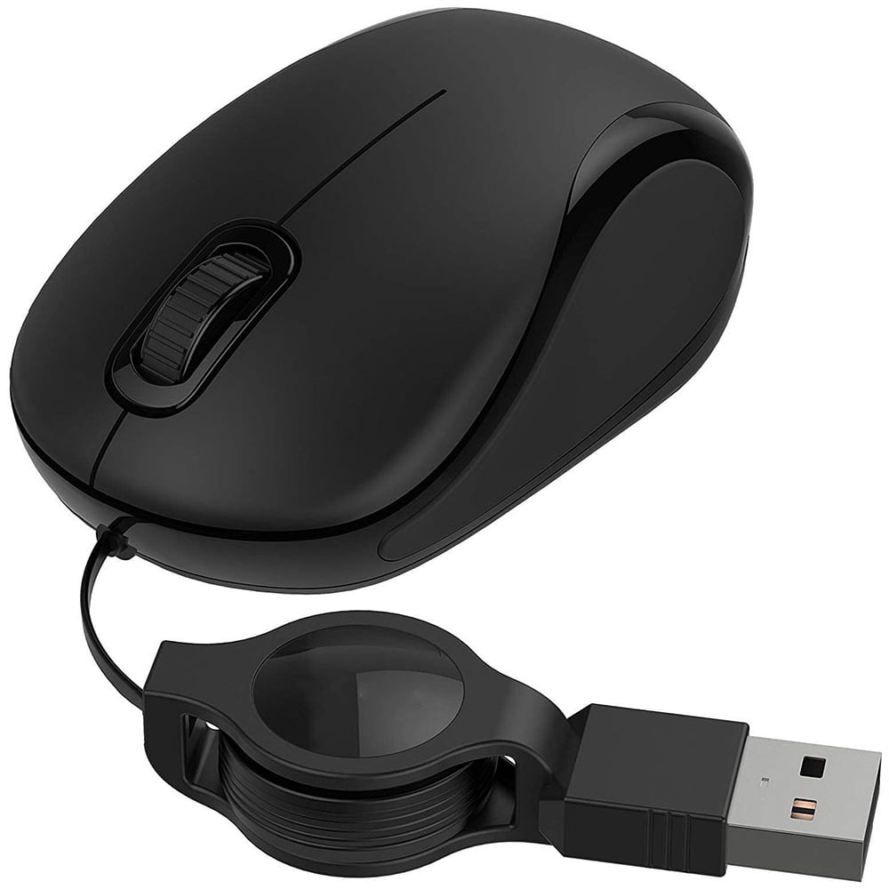 Retractable Mouse, USB Optical Mouse with Retractable Cable for