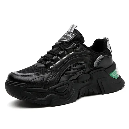 

Women‘s Chunky Sneakers Pvc Solid Breathable Mid Top Lace Up Round Toe Shoes Women‘s Footwear