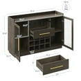 thumbnail image 2 of BELLEZE 55" Wine Cabinet, Sideboard Buffet with Wine Rack and Glass Holder, Home Coffee Bar Freestanding Liquor Cabinet with Display Glass Doors for Living Room, Dining Room - Marcel (Brown), 2 of 7