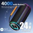 thumbnail image 3 of Portable Bluetooth Speaker, 30W Deep Bass Wireless Speaker with 55mm Driver, Bluetooth 5.4, IPX7 Waterproof, 4000mAh Battery, 24H Playtime, TWS Pairing, 11 RGB Light Modes for Outdoor Beach Camping S, 3 of 7