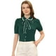thumbnail image 1 of Blusa de Trabajo Allegra K Manga Corta Cuello Abullonado Cuello Peter Pan Mujer Verde oscuro L, 1 of 4