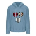 thumbnail image 3 of Womens Fleece Sweatshirts Cute Heart Printed Hoodies Long Sleeve Sherpa Crewneck Velvet Hoodie Winter Warm Hooded Pullover Outwears with Pockets, 3 of 6