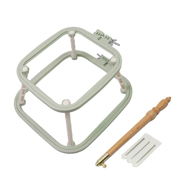 yuksok Desktop Embroidery Frame Embroidery Hoop Display Square Reusable Easy to Install Cross Stitch Hoop Punch Needle Frame for DIY green