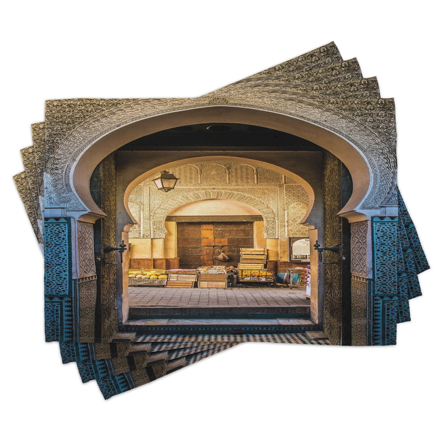 Moroccan Placemats Set of 4 Typical Moroccan Door to Old Medina