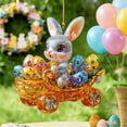 thumbnail image 4 of Wooowa Easter 2D Flat Acrylic Bunny Hanging Ornament Keychain Small Pendant for Car Rearview Mirror Backpack Easter Home and Festive Decor, 4 of 6