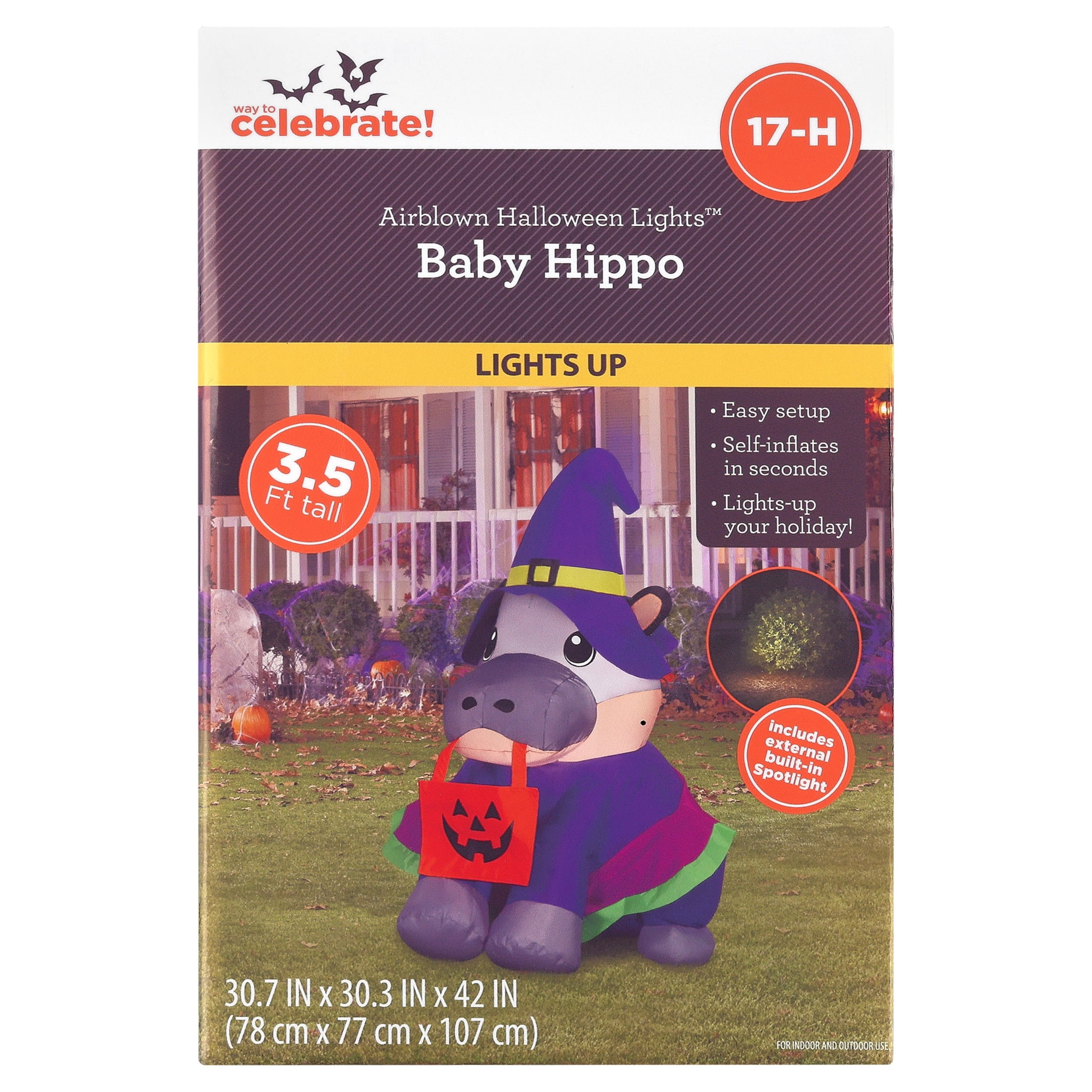 Baby Hippo Airblown Yard Inflatable, Multicolor, 3.5', Halloween by Way To Celebrate