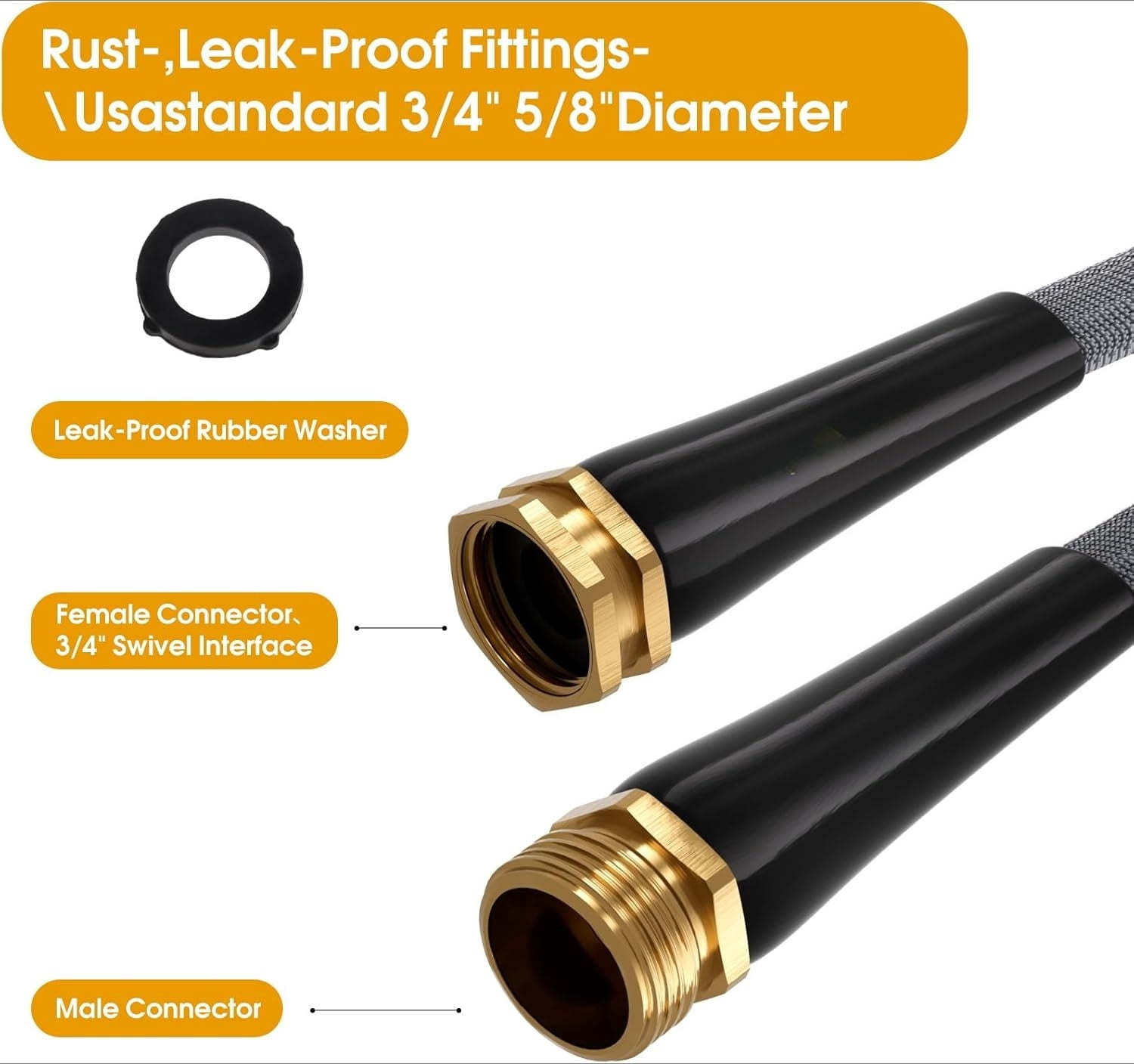 Garden Hose 100 FT, Non-Expanding Water Hose, Ultra-Light & Flexible, Burst-Resistant, Kink-Free, High-Pressure Garden Hose All-Weather Use for Lawns, Gardens, and Outdoor Cleaning