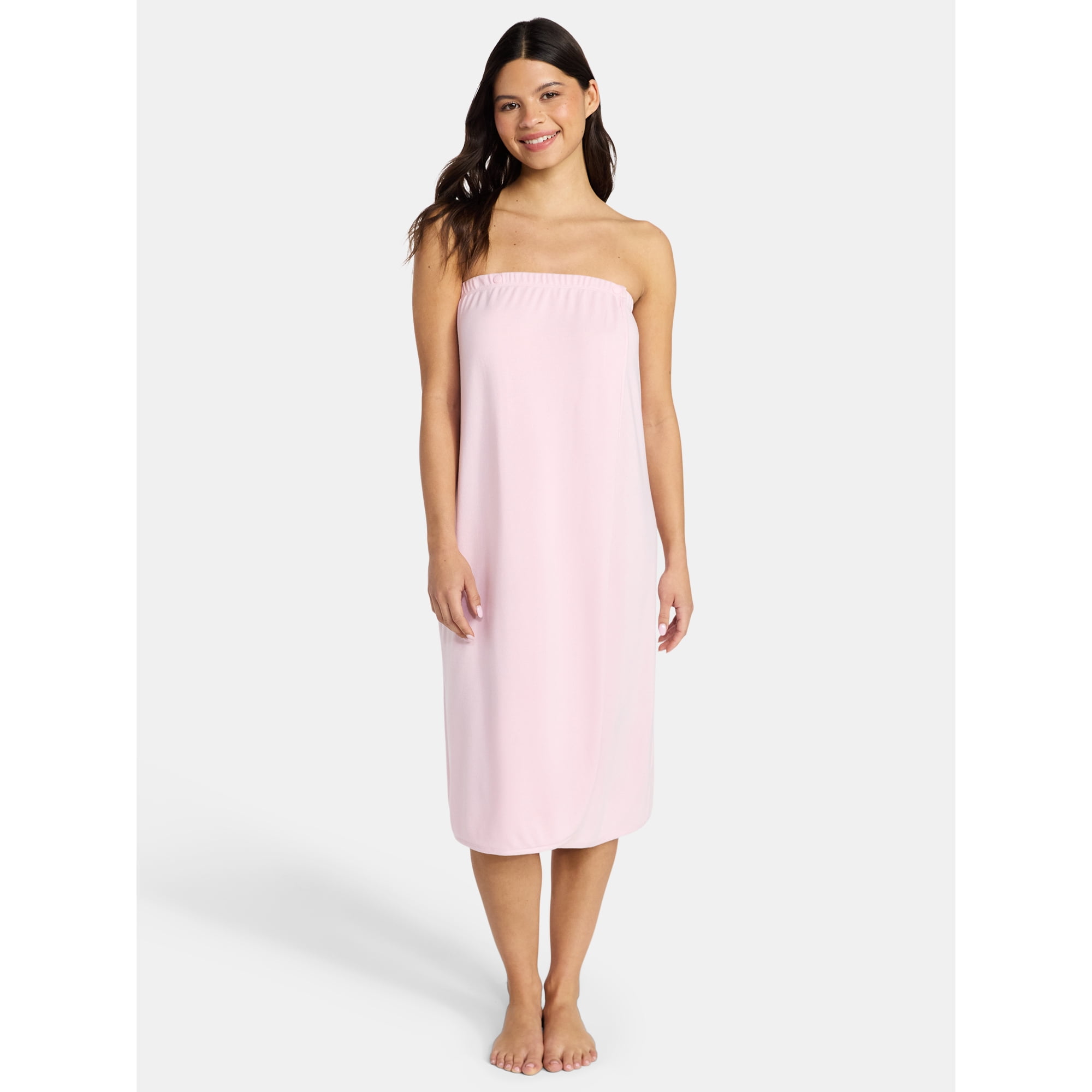 Lissome Women's Ultra Soft Stretch Knit Strapless Snap Closure Bath Wrap, Sizes S-3X
