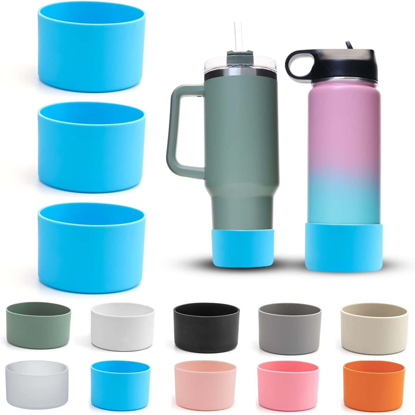 8cm Silicone Cup Sleeve Space Pot Silicone Boot Rubber Bottom Pad 32-40oz  Universal For Water Bottle Kitchen Without Sucker - AliExpress